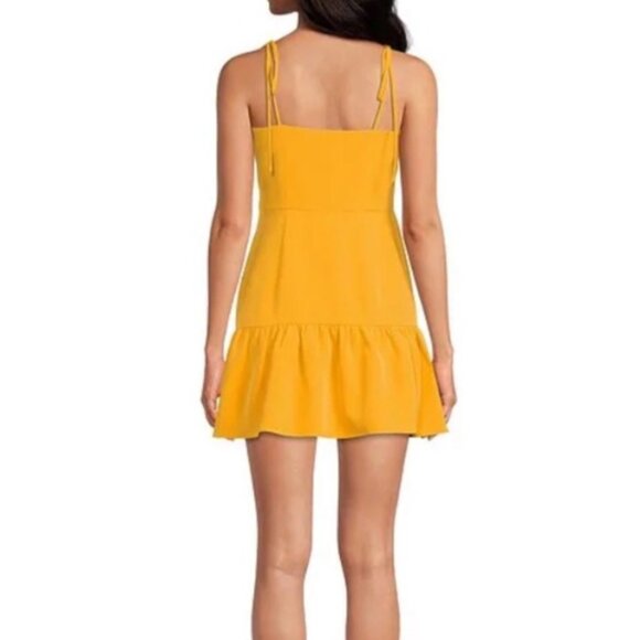 Gianni Bini Elena Ruffle Dress Size 6 Tuscany Flounce Hem Mustard Yellow New - Picture 4 of 11
